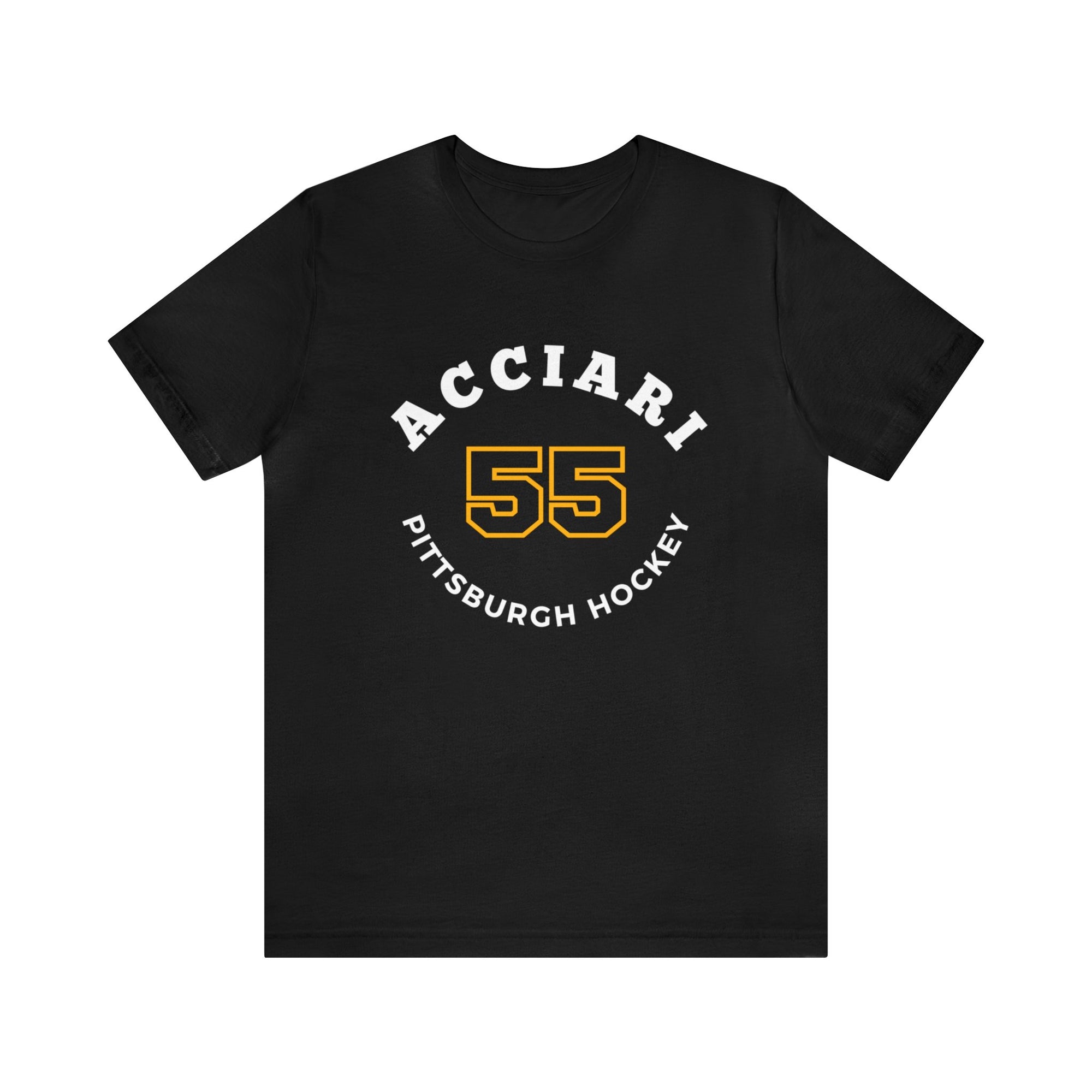 Acciari 55 Pittsburgh Hockey Number Arch Design Unisex T-Shirt