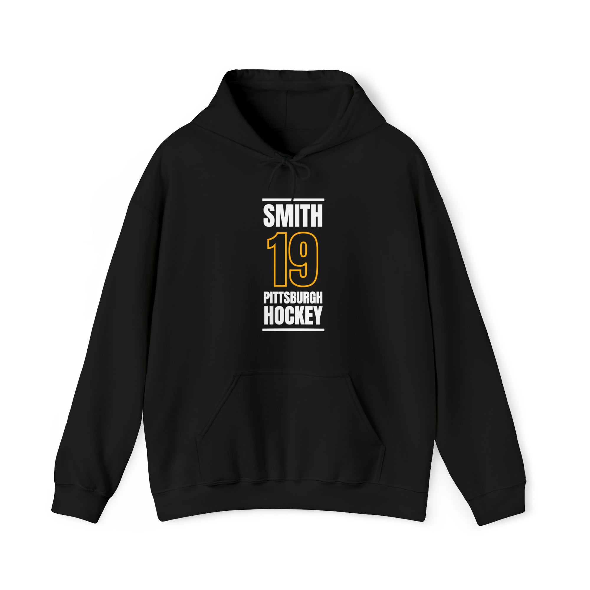 Smith 19 Pittsburgh Hockey Black Vertical Design Unisex Hooded Sweatshirt