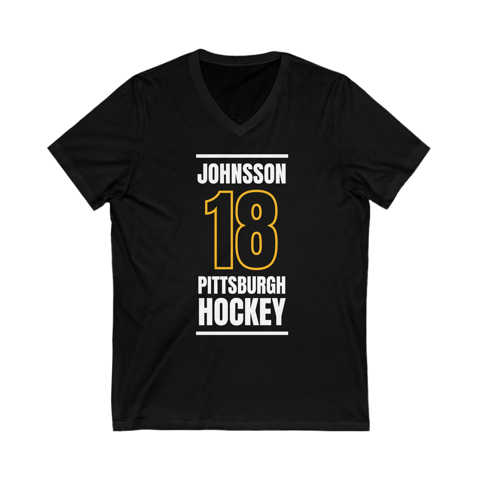 Johnsson 18 Pittsburgh Hockey Black Vertical Design Unisex V-Neck Tee