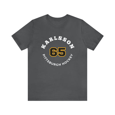 Karlsson 65 Pittsburgh Hockey Number Arch Design Unisex T-Shirt