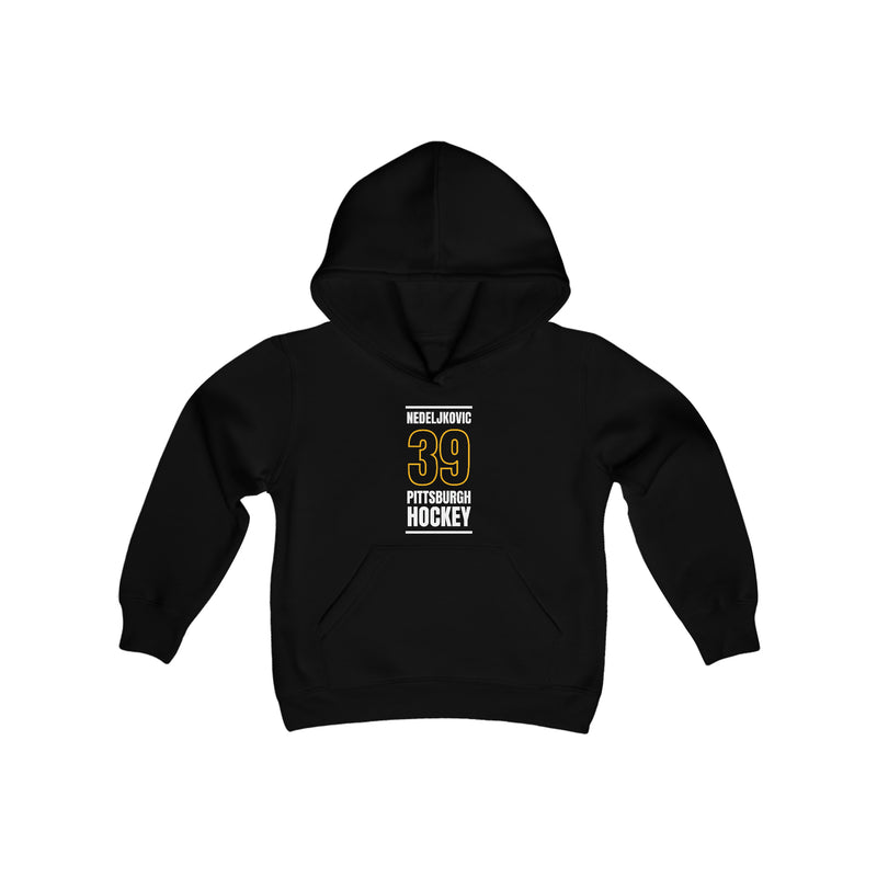 Nedeljkovic 39 Pittsburgh Hockey Black Vertical Design Youth Hooded Sweatshirt