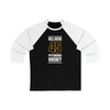 Hellberg 45 Pittsburgh Hockey Black Vertical Design Unisex Tri-Blend 3/4 Sleeve Raglan Baseball Shirt