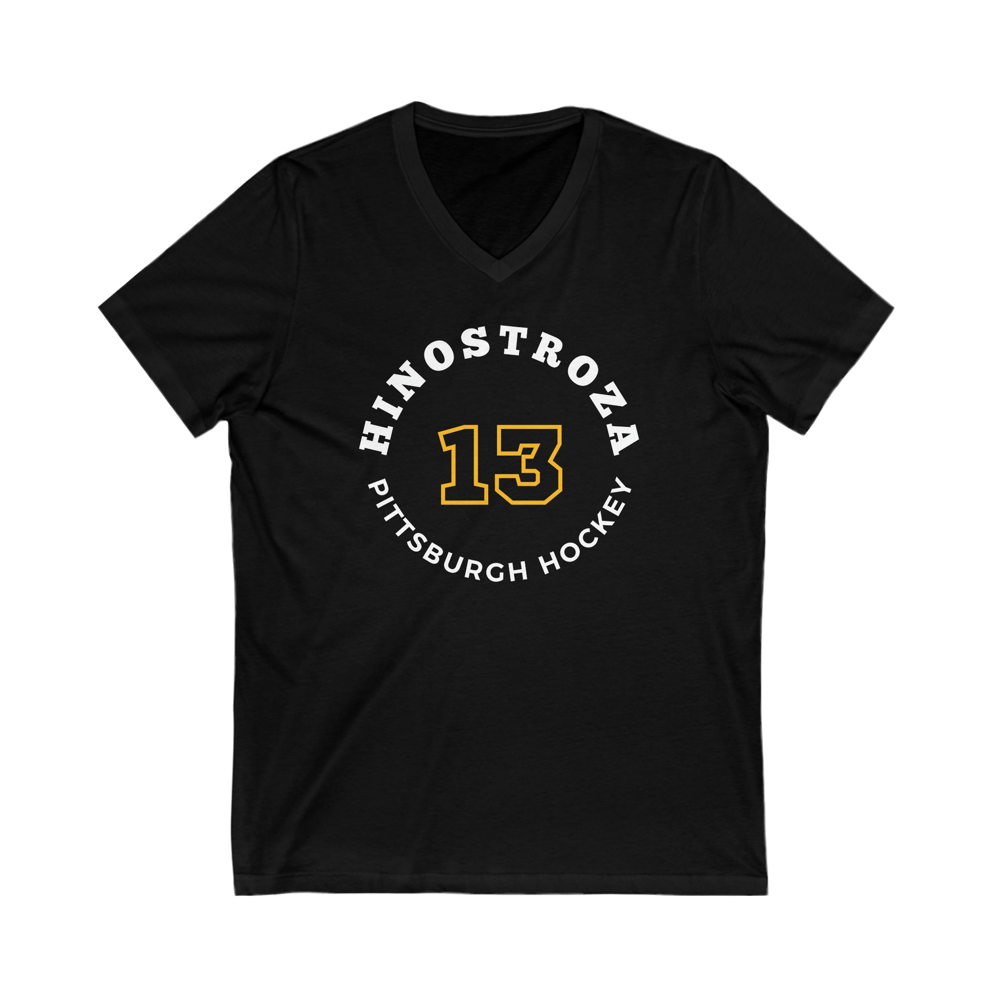 Hinostroza 13 Pittsburgh Hockey Number Arch Design Unisex V-Neck Tee