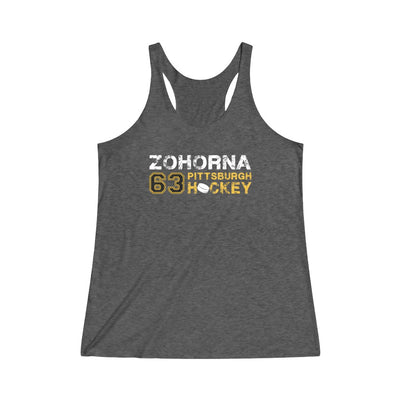 Zohorna 63 Pittsburgh Hockey Women's Tri-Blend Racerback Tank Top