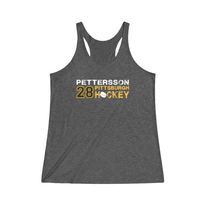 Pettersson 28 Pittsburgh Hockey Women's Tri-Blend Racerback Tank Top