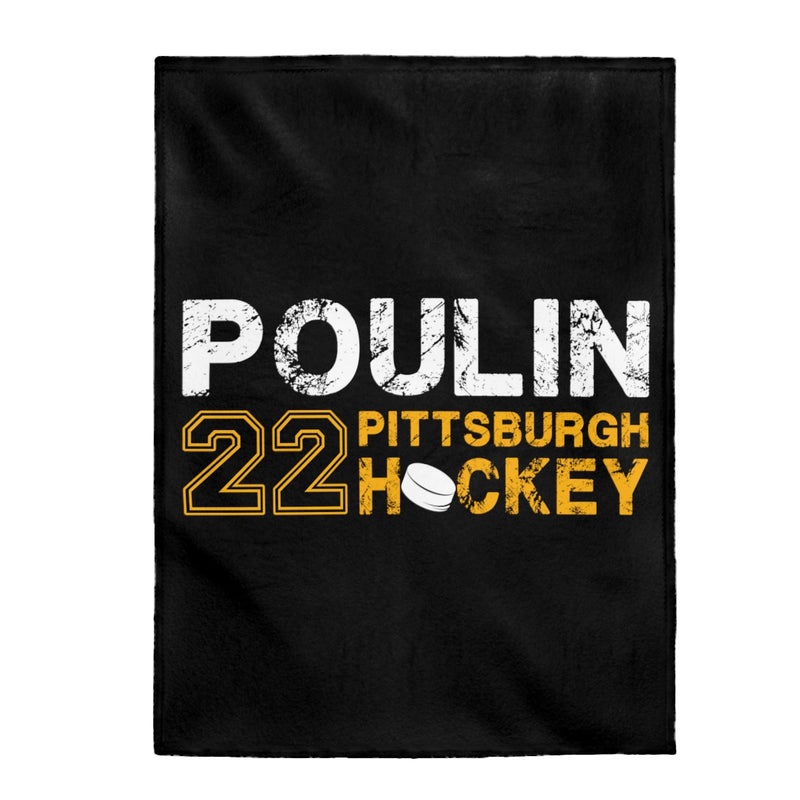 Poulin 22 Pittsburgh Hockey Velveteen Plush Blanket