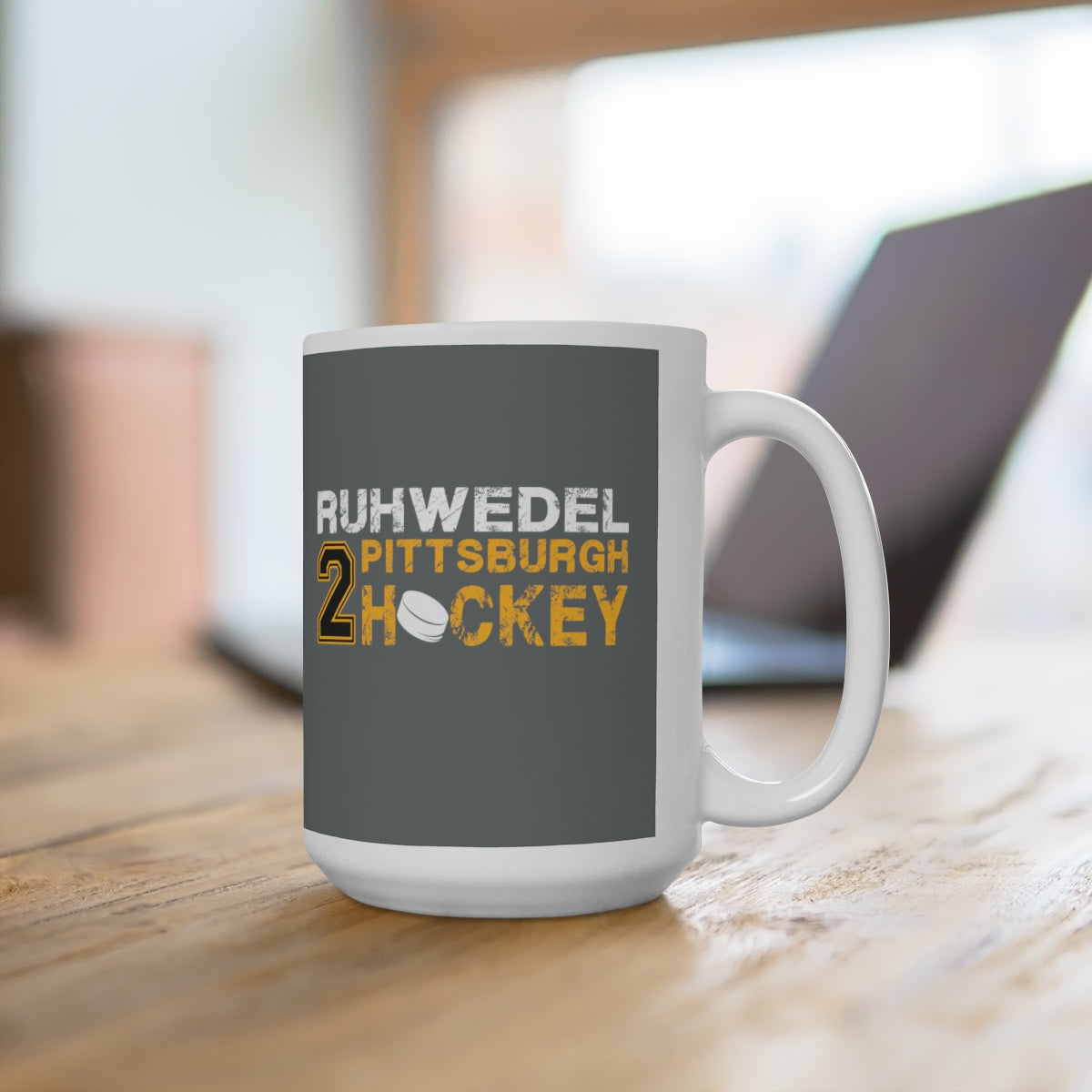 Ruhwedel 2 Pittsburgh Hockey Ceramic Coffee Mug In Gray, 15oz