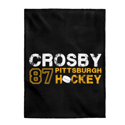 Crosby 87 Pittsburgh Hockey Velveteen Plush Blanket