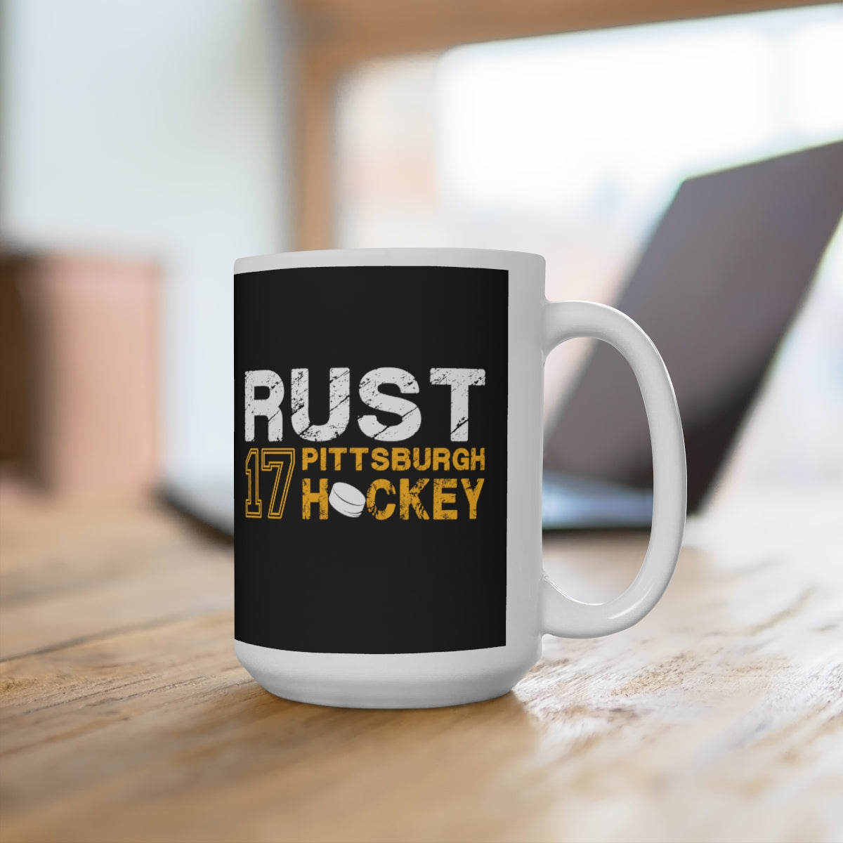 Rust 17 Pittsburgh Hockey Ceramic Coffee Mug In Black, 15oz