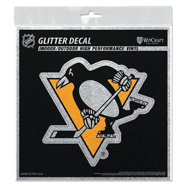 Pittsburgh Penguins Glitter Decal, 6x6 Inch