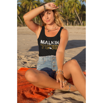 Malkin 71 Pittsburgh Hockey Women's Tri-Blend Racerback Tank Top